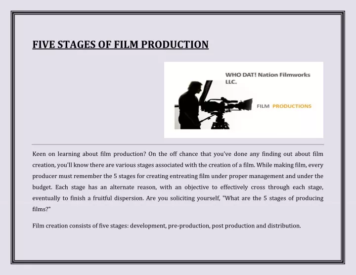 five stages of film production