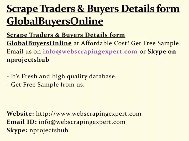 scrape traders buyers details form globalbuyersonline
