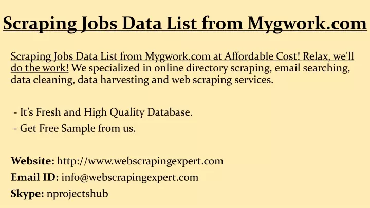 scraping jobs data list from mygwork com