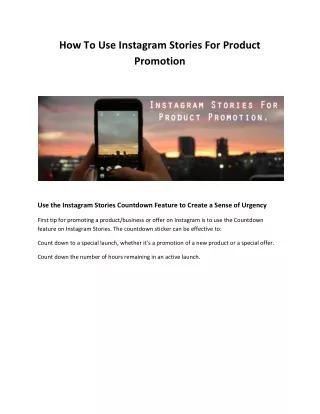 how to use instagram stories for product promotion