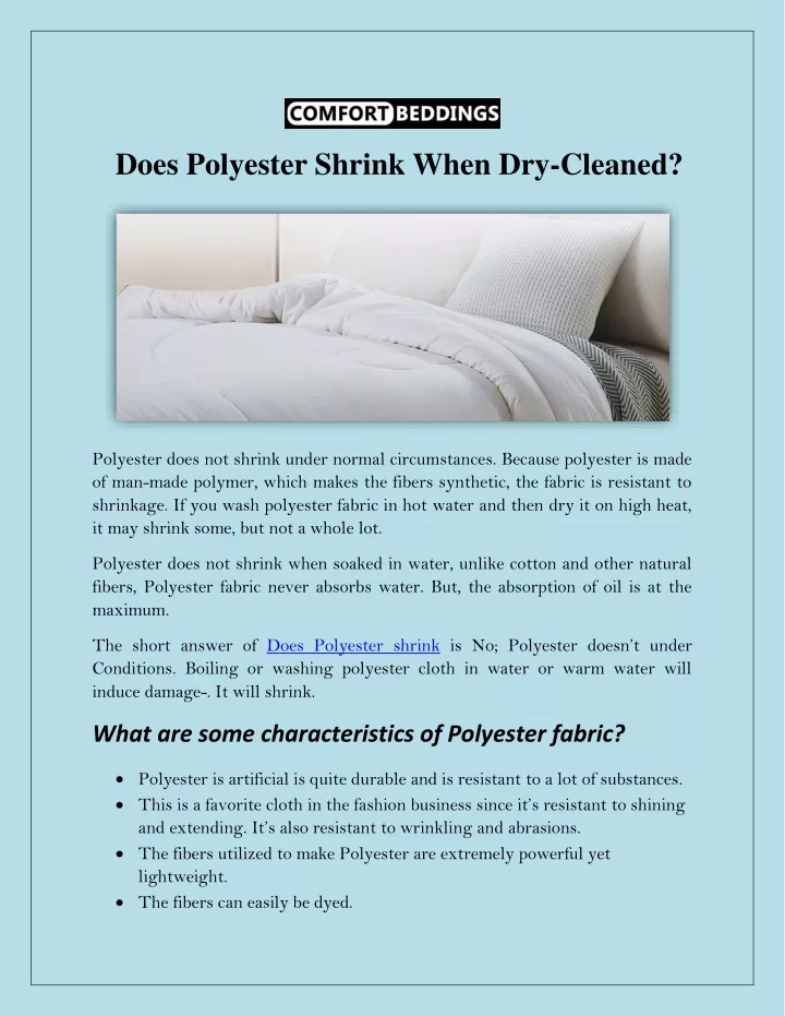 does polyester shrink when dry cleaned