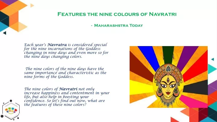 features the nine colours of navratri