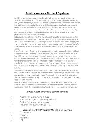 quality access control systems