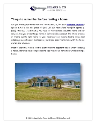 Things to remember before renting a home