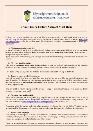 6 skills every college aspirant must hone