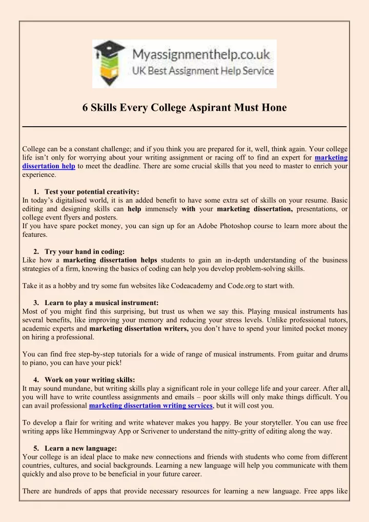 6 skills every college aspirant must hone