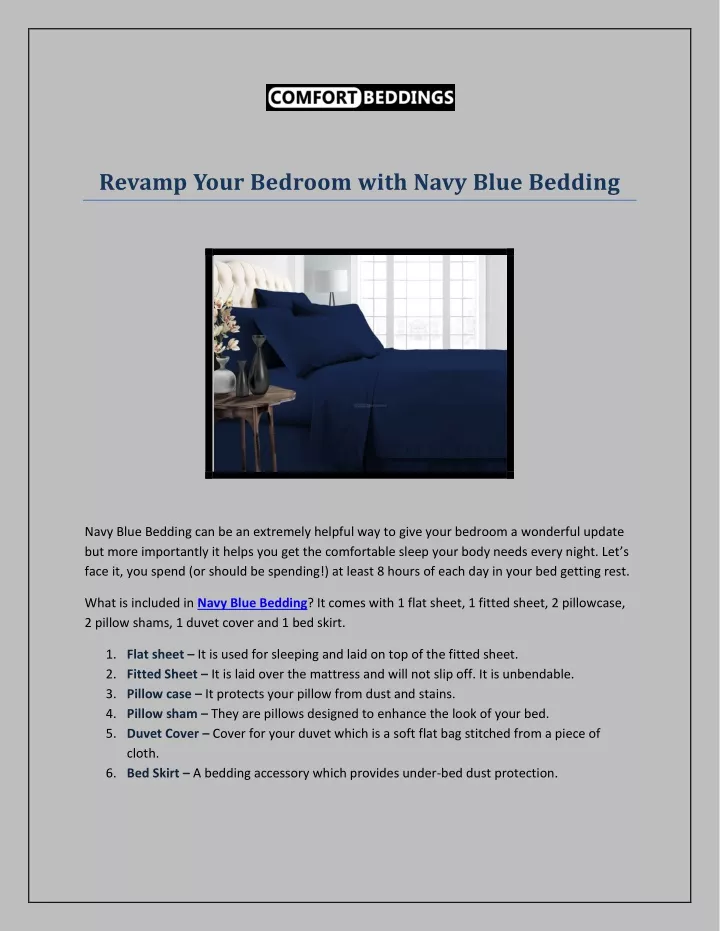 revamp your bedroom with navy blue bedding