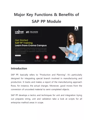 major key functions benefits of sap pp module