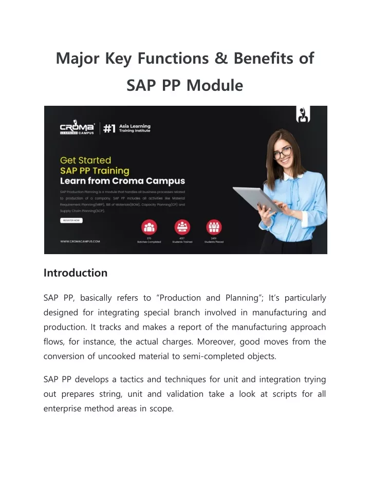 major key functions benefits of sap pp module