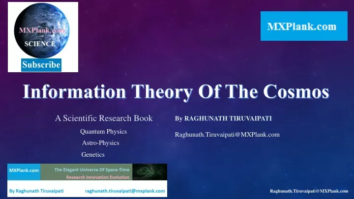 information theory of the cosmos