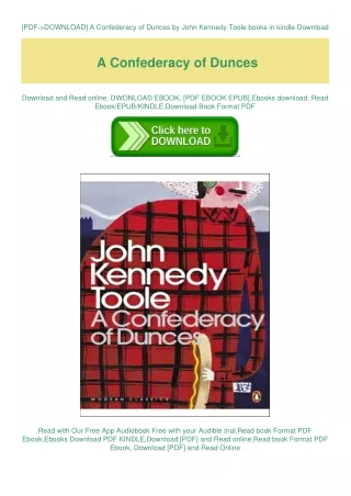 [PDF->DOWNLOAD] A Confederacy of Dunces by John Kennedy Toole books in kindle