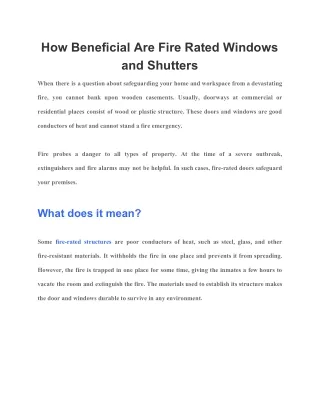 how beneficial are fire rated windows and shutters