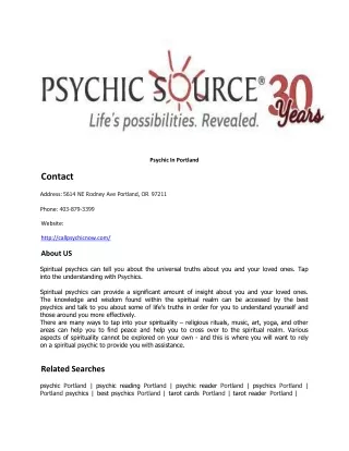 Psychic In Portland