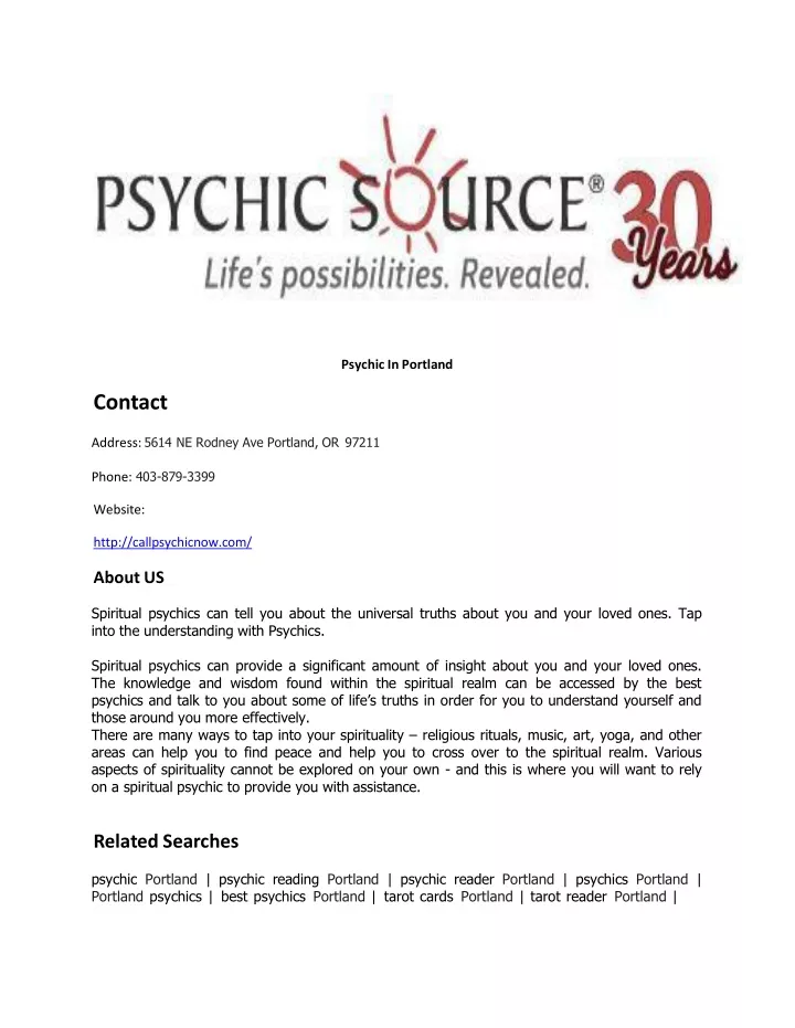 psychic in portland contact address 5614