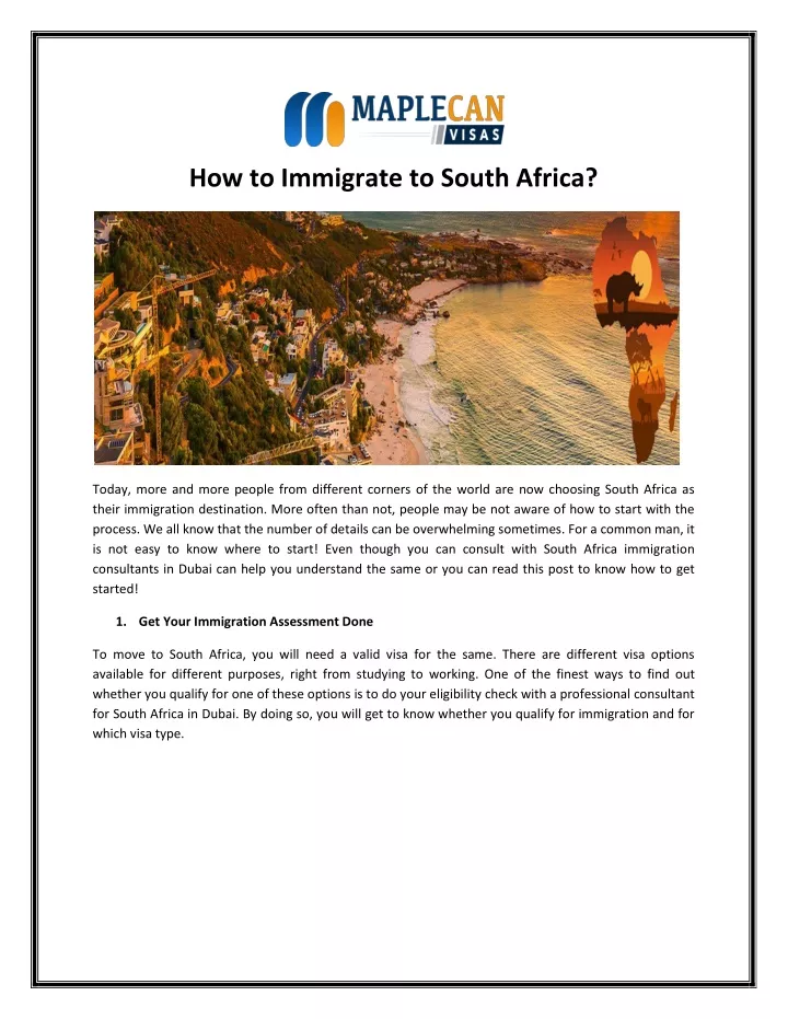 how to immigrate to south africa