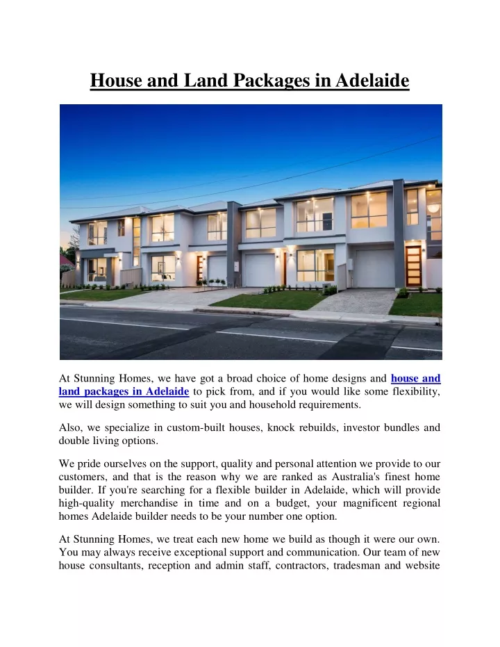 house and land packages in adelaide