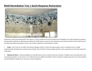 Mold Remediation Troy | Quick Response Restoration