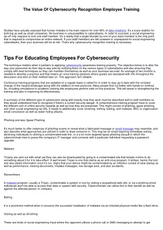 the value of cybersecurity recognition employee