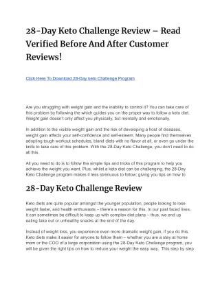 28-Day Keto Challenge Review – Read Verified Before And After Customer Reviews!