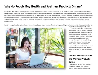 Why do People Buy Health and Wellness Products Online
