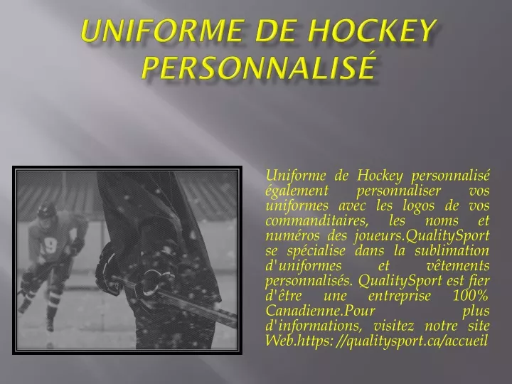 uniforme de hockey personnalis