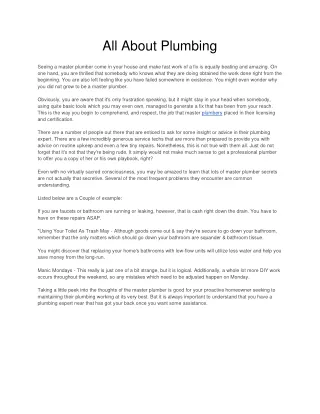 all about plumbing
