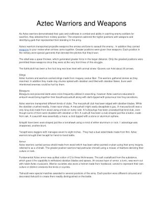 aztec warriors and weapons