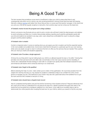 being a good tutor