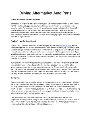 buying aftermarket auto parts