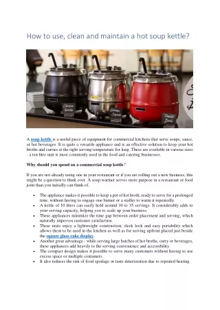 how to use clean and maintain a hot soup kettle