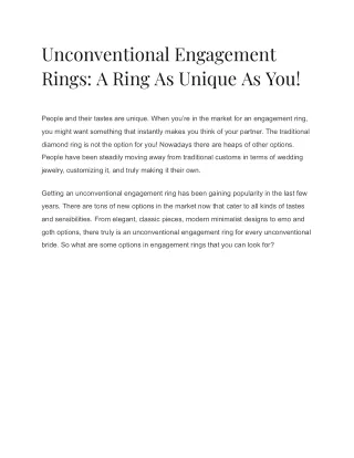 Unconventional Engagement Rings: A Ring As Unique As You!