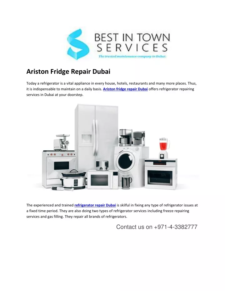 PPT Ariston Fridge Repair Dubai Bestintownservices PowerPoint   Ariston Fridge Repair Dubai N 