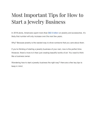 Amazing Tips for How to Start a Jewelry Business