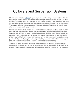 coilovers and suspension systems