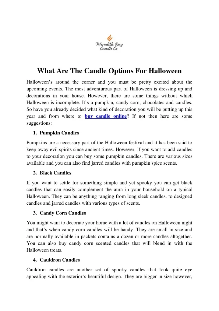 what are the candle options for halloween