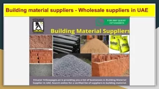 Building material suppliers - Wholesale suppliers in UAE, Check out the details here.