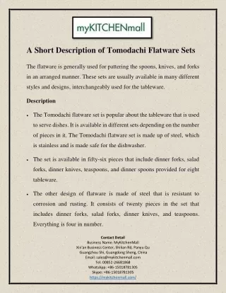 A Short Description of Tomodachi Flatware Sets