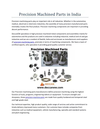 precision machined parts in india
