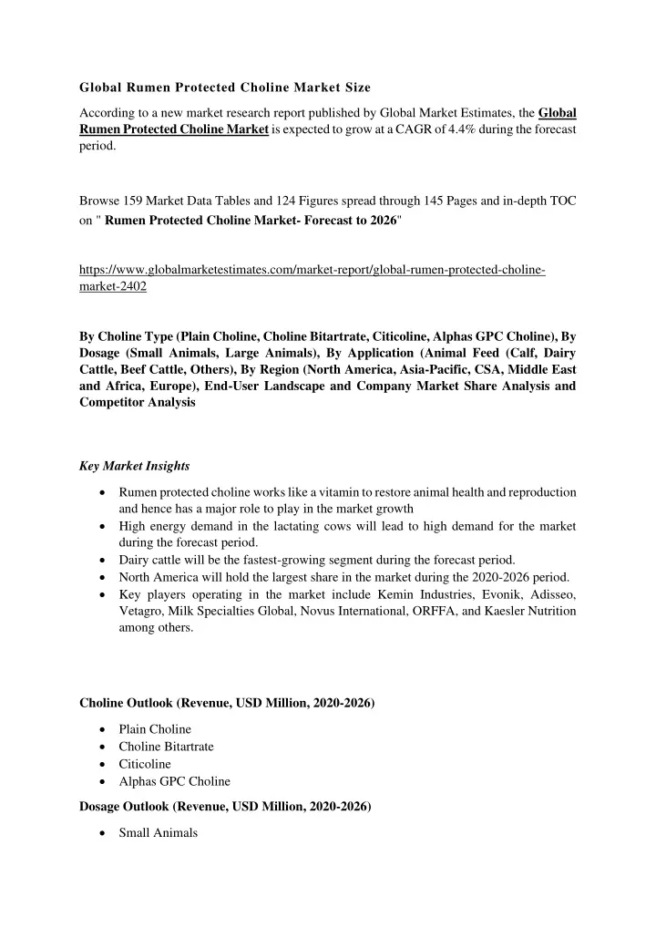 global rumen protected choline market size