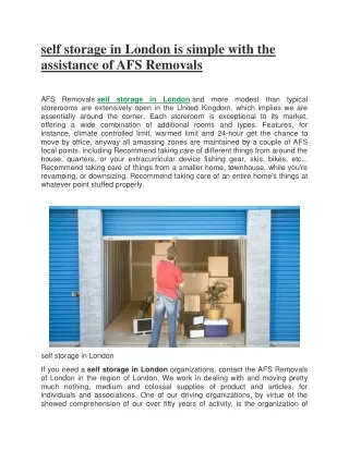self storage in london is simple with