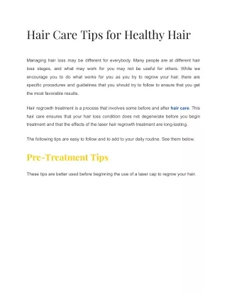 Amazing Hair Care Tips for Healthy Hair