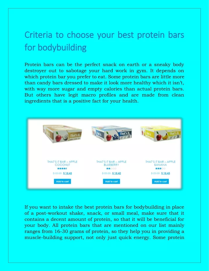 criteria to choose your best protein bars