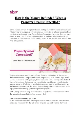 how is the money refunded when a property deal