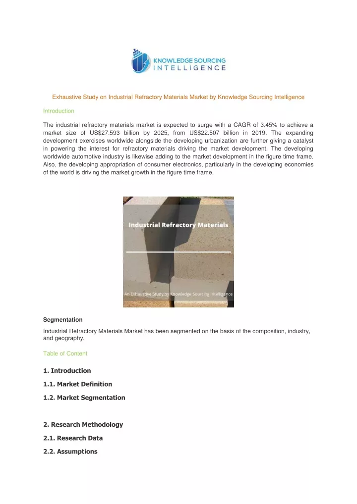 exhaustive study on industrial refractory
