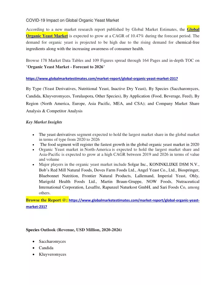 covid 19 impact on global organic yeast market