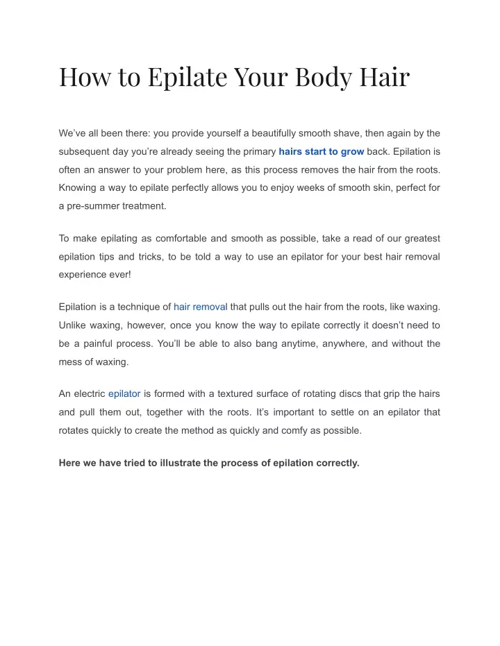 how to epilate your body hair
