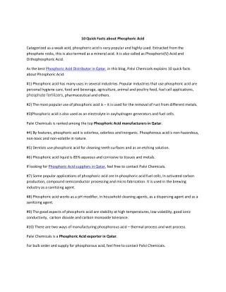 10 quick facts about phosphoric acid