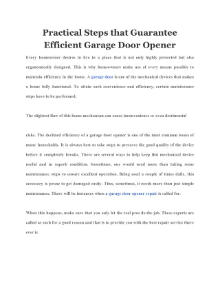 practical steps that guarantee efficient garage