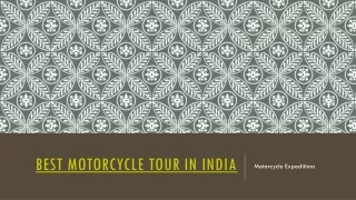 Best Motorcycle Tours in India