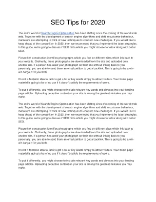 SEO Tips for 2020